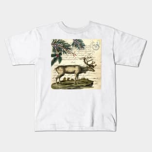 dark academia nordic scandinavian primitive christmas mountain animal bull elk Kids T-Shirt